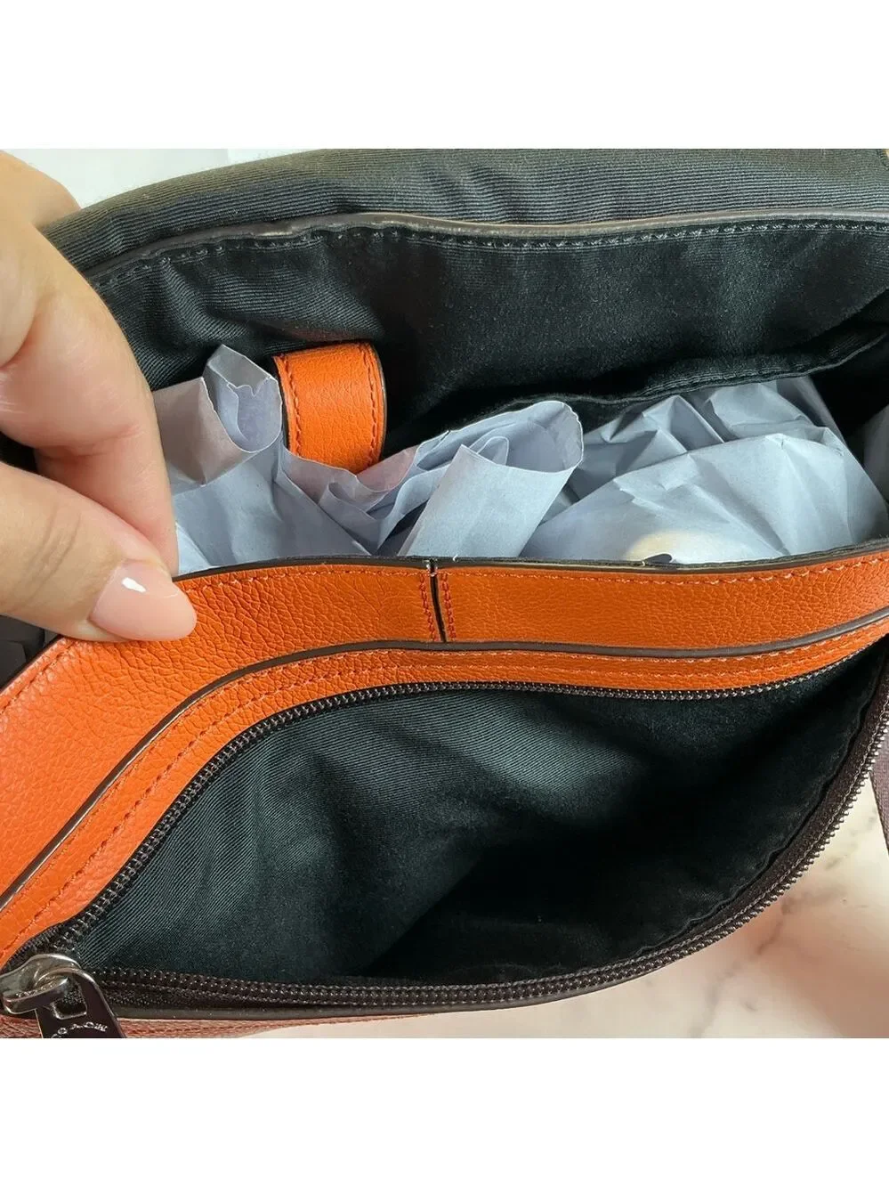 Coach Unisex Charles Messenger‎ Vibrant Orange Brown Leather Crossbody Bag